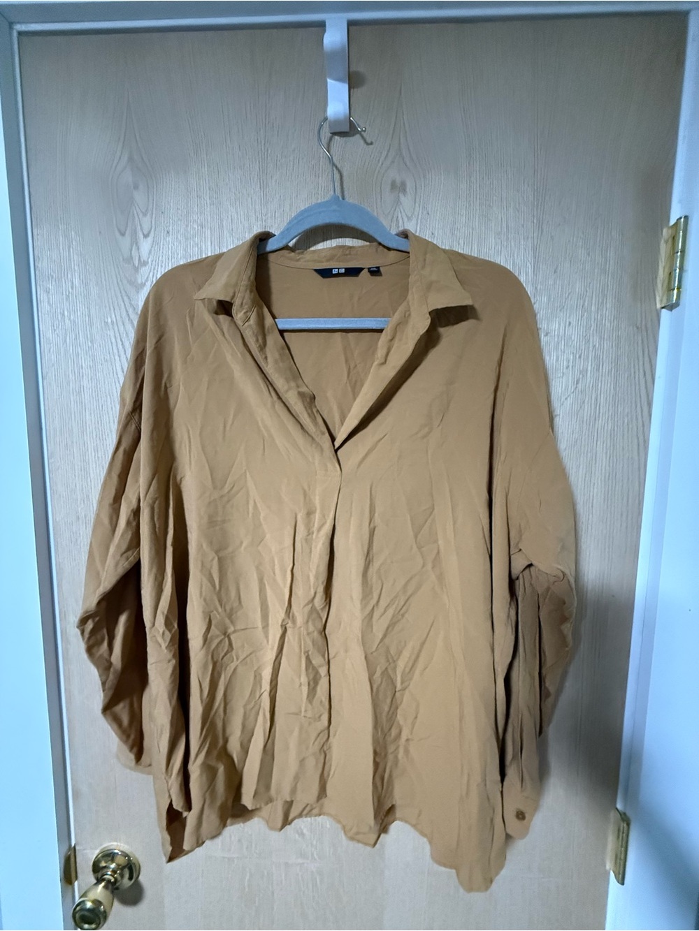 Lightweight Mustard Button-Front Blouse Uniqlo XXL